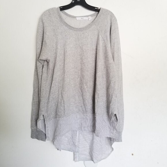 Wilt Silk Striped Trim Layered Distressed Sweater - Picture 4 of 17